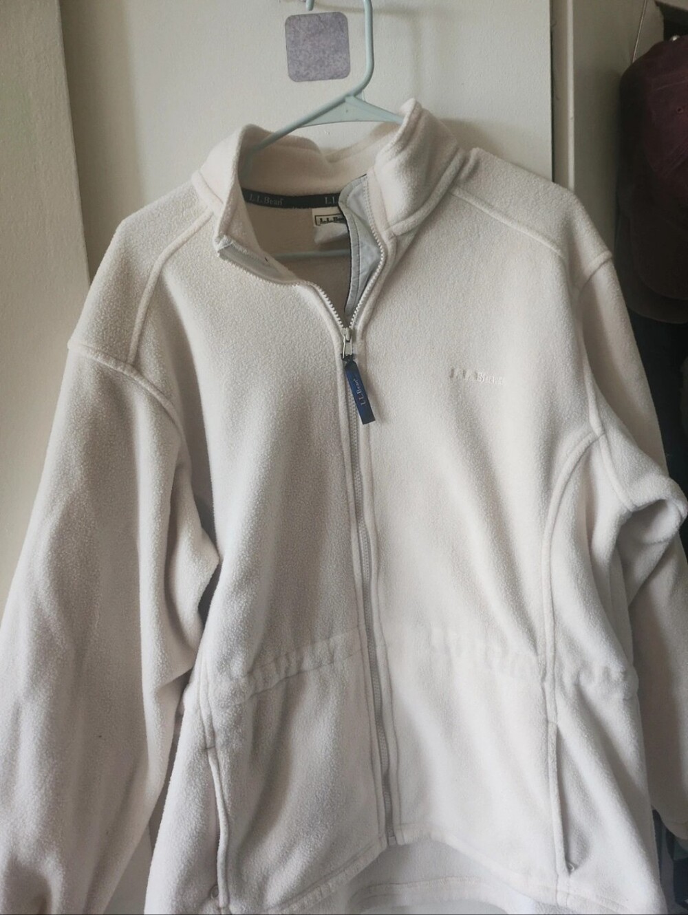 LL BEAN White Full-Zip Fleece Jacket
